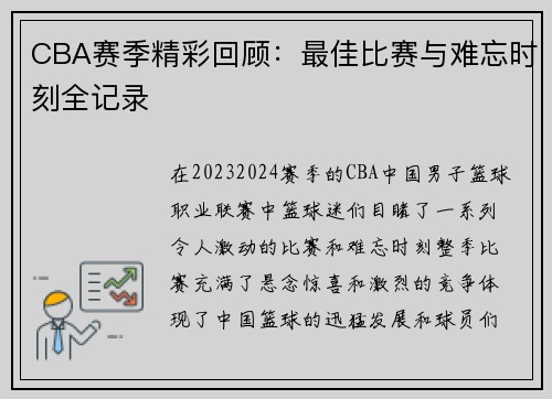 CBA赛季精彩回顾：最佳比赛与难忘时刻全记录